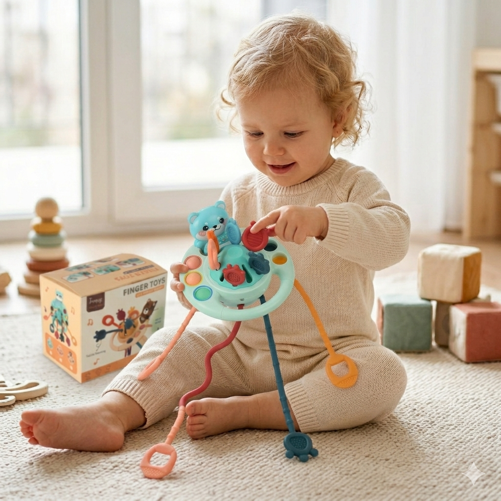 🐻 Montessori 2u1 glodalica i zvečka – interaktivna igračka za bebe